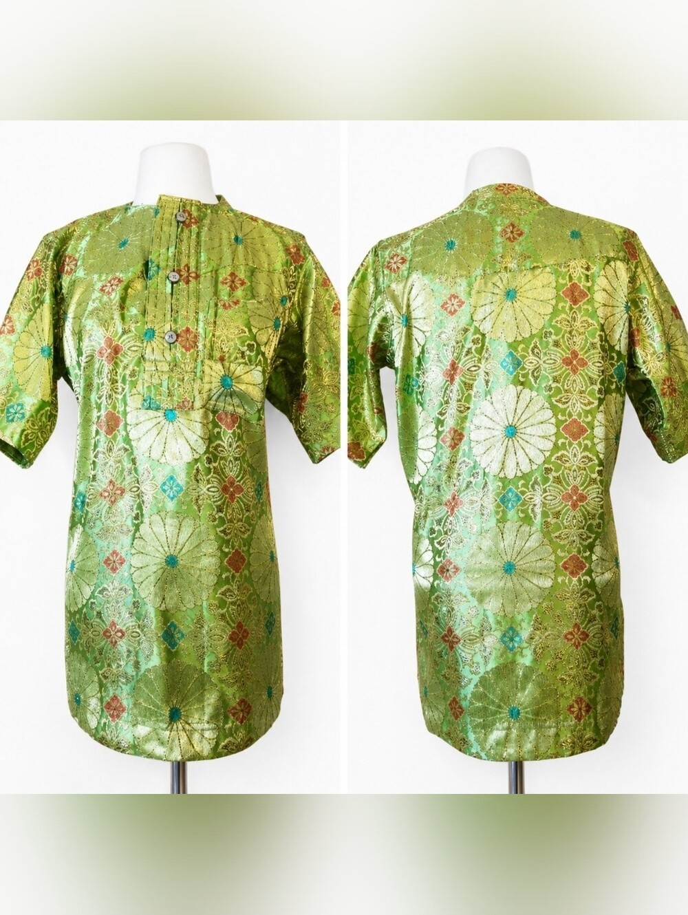 VTG Handmade Asian blouse with embroidered floral